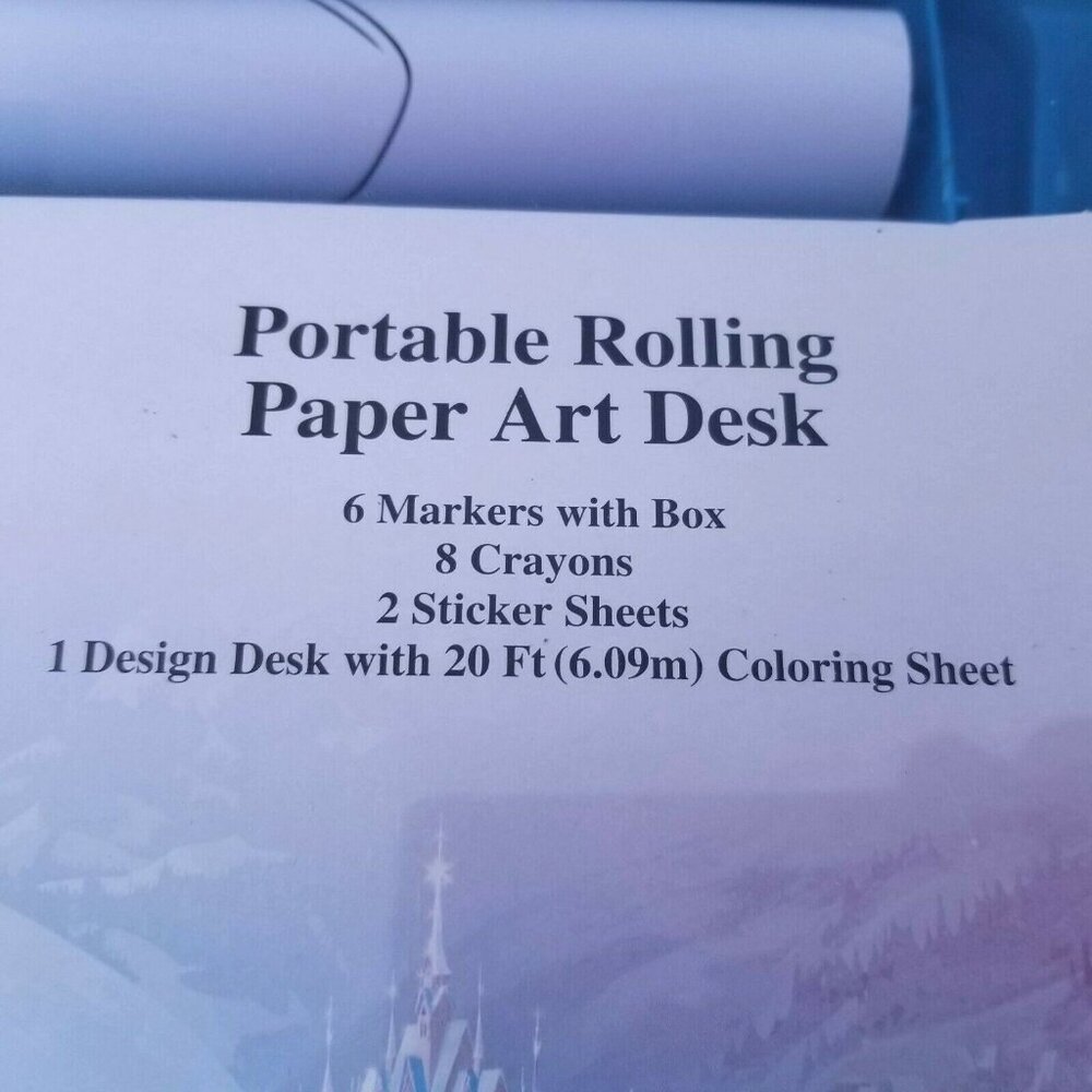 Disney Frozen Portable Rolling Paper Art Desk Coloring Sheet Crayons Markers NEW - Picture 4 of 4